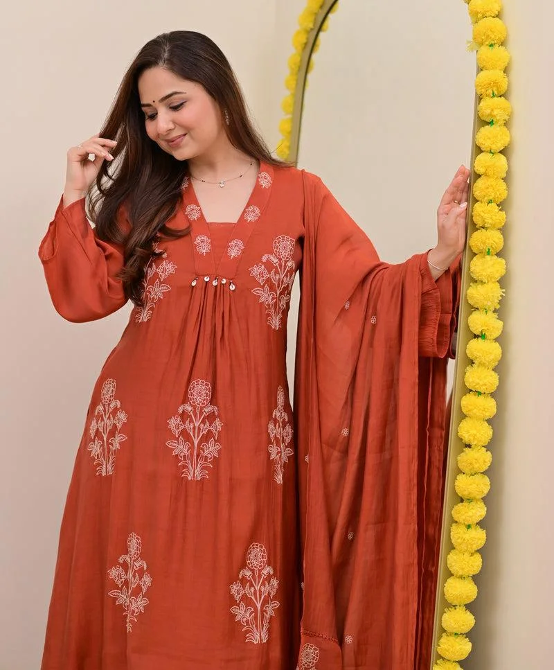 Crimson Heritage | Floor-Length Embroidered Anarkali Gown