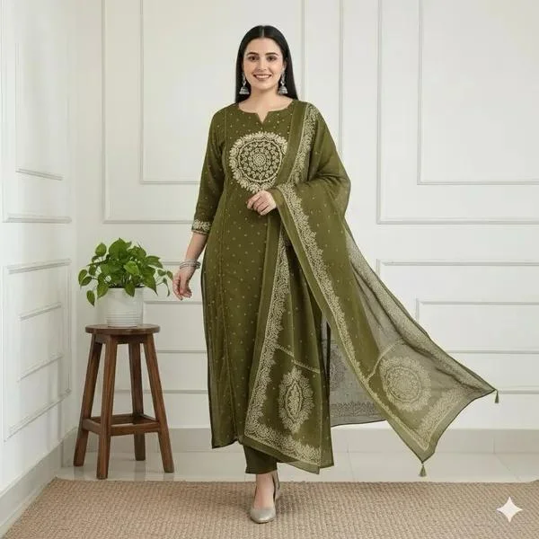 Emerald Night | Deep Green Velvet Kurta With Sequin Border