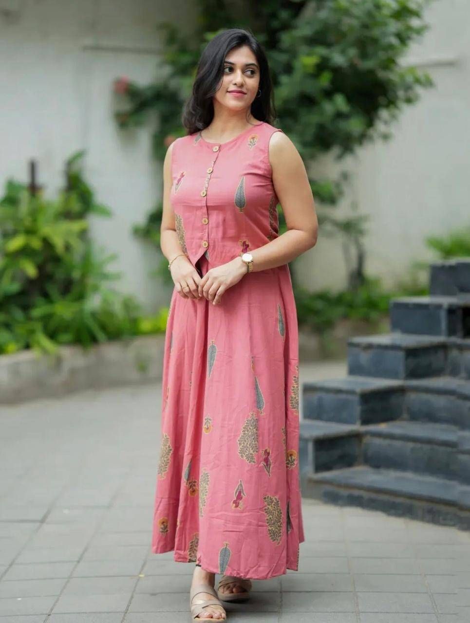 Women's Pink Floral Block Print Cotton Co-ord Set | Sleeveless Crop Top & Maxi Skirt | Ethnic Fusion Wea
